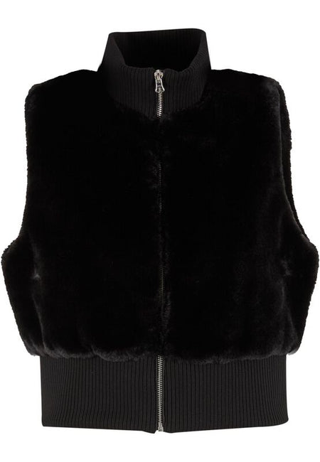 Veste  de Urban Classics - Veste Sans Manches Courte en Fausse Fourrure - XS à XL - pour Femme - noir - Urban Classics