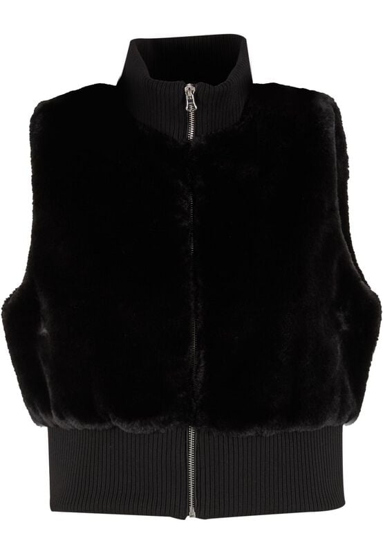 Veste Sans Manches  de Urban Classics - Veste Sans Manches Courte en Fausse Fourrure - XS à XL - pour Femme - noir - Urban Classics