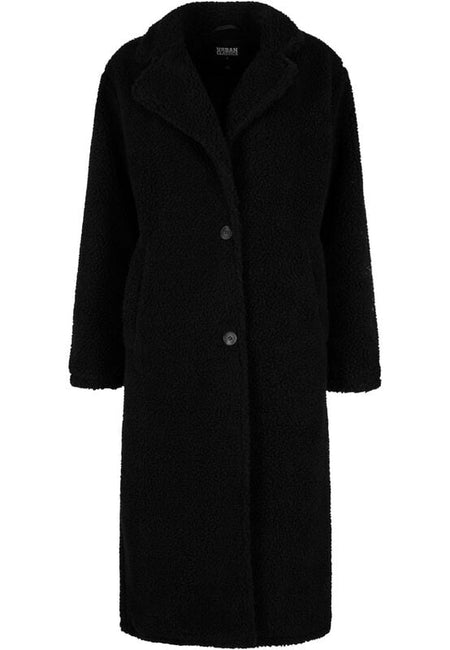 Manteaux  de Urban Classics - Manteau long femme en teddy - S à XL - pour Femme - noir - Urban Classics