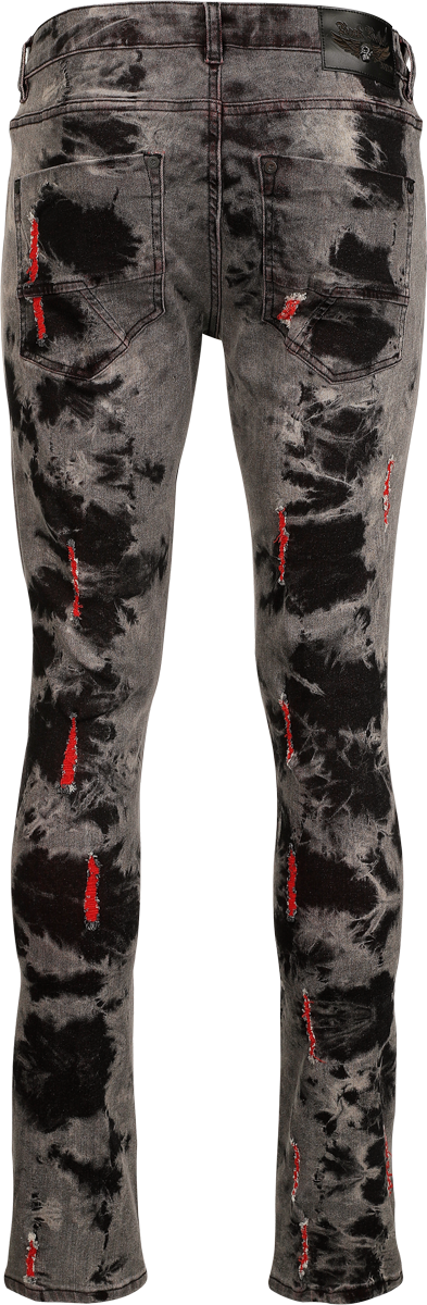 Jean  de Rock Rebel by EMP - Jean Délavé avec Détails Rouges - W30L32 à W34L34 - pour Homme - gris/rouge - Rock Rebel by EMP - View 2