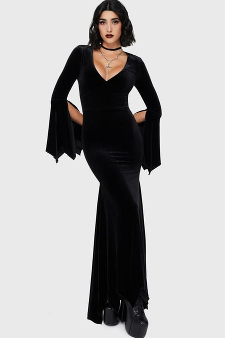 Robe longue Gothic de Killstar - Mortaveil Maxi Dress - XS à XXL - pour Femme - noir - Killstar