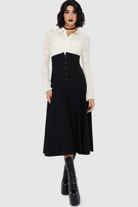 Jupe mi-longue Gothic de Killstar - Sable Hex Skirt - XS à XXL - pour Femme - noir - Killstar - View 2