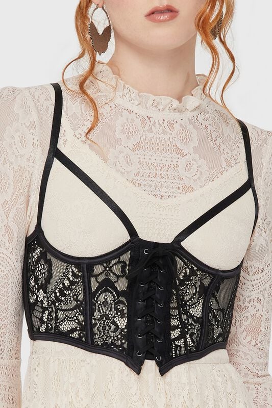 Top Gothic de Killstar - Belladonna Lace - Arden Lace Basque - XS à XXL - pour Femme - noir - Killstar