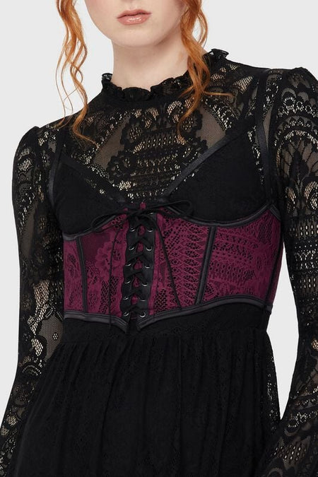 Top Gothic de Killstar - Belladonna Lace - Arden Lace Basque - XS à XXL - pour Femme - lilas - Killstar