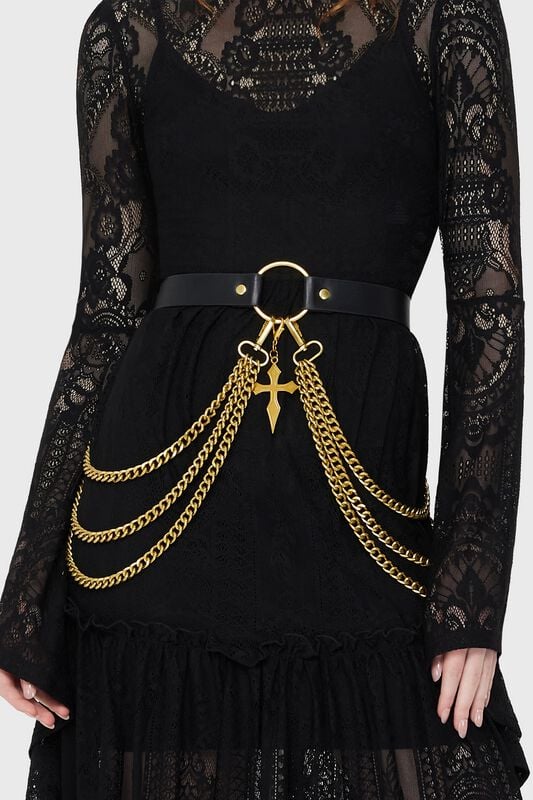 Ceinture Gothic de Killstar - Ceinture Poised Opulence en dentelle Belladonna - pour Femme - noir/or - Killstar