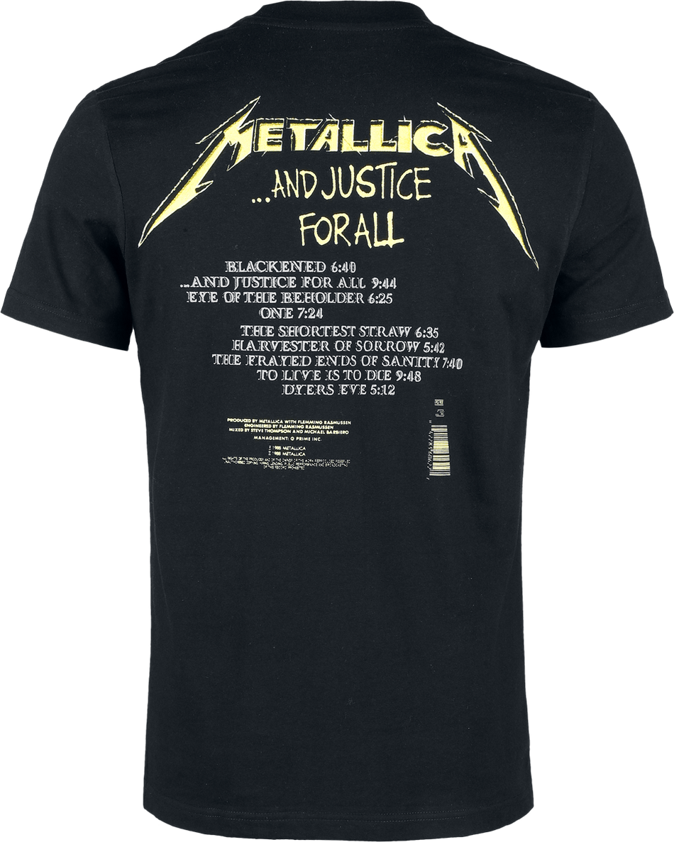 T-Shirt Manches courtes  de Metallica - ...And Justice For All - Tracklist - Heavyweight - S à XXL - pour Homme - noir - metallica - View 2