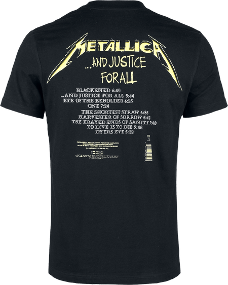 T-Shirt Manches courtes  de Metallica - ...And Justice For All - Tracklist - Heavyweight - S à XXL - pour Homme - noir - metallica - View 2