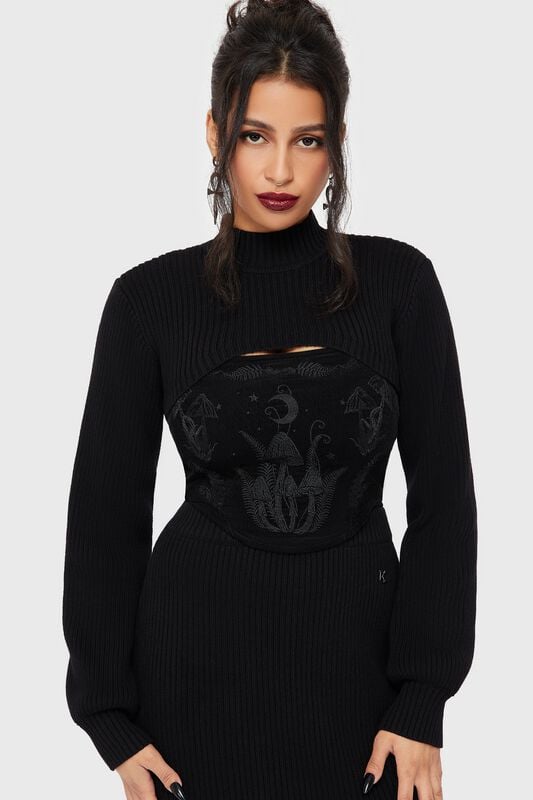 Pull tricoté Gothic de Killstar - Belinda's Woe Bolero - XS à XXL - pour Femme - noir - Killstar