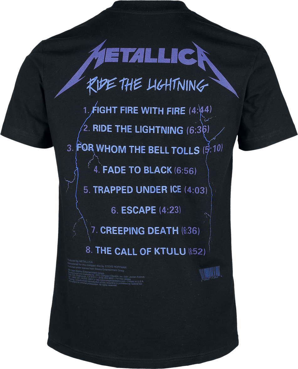 T-Shirt Manches courtes  de Metallica - Ride The Lightning - Heavyweight - S à XXL - pour Homme - noir - metallica - View 2