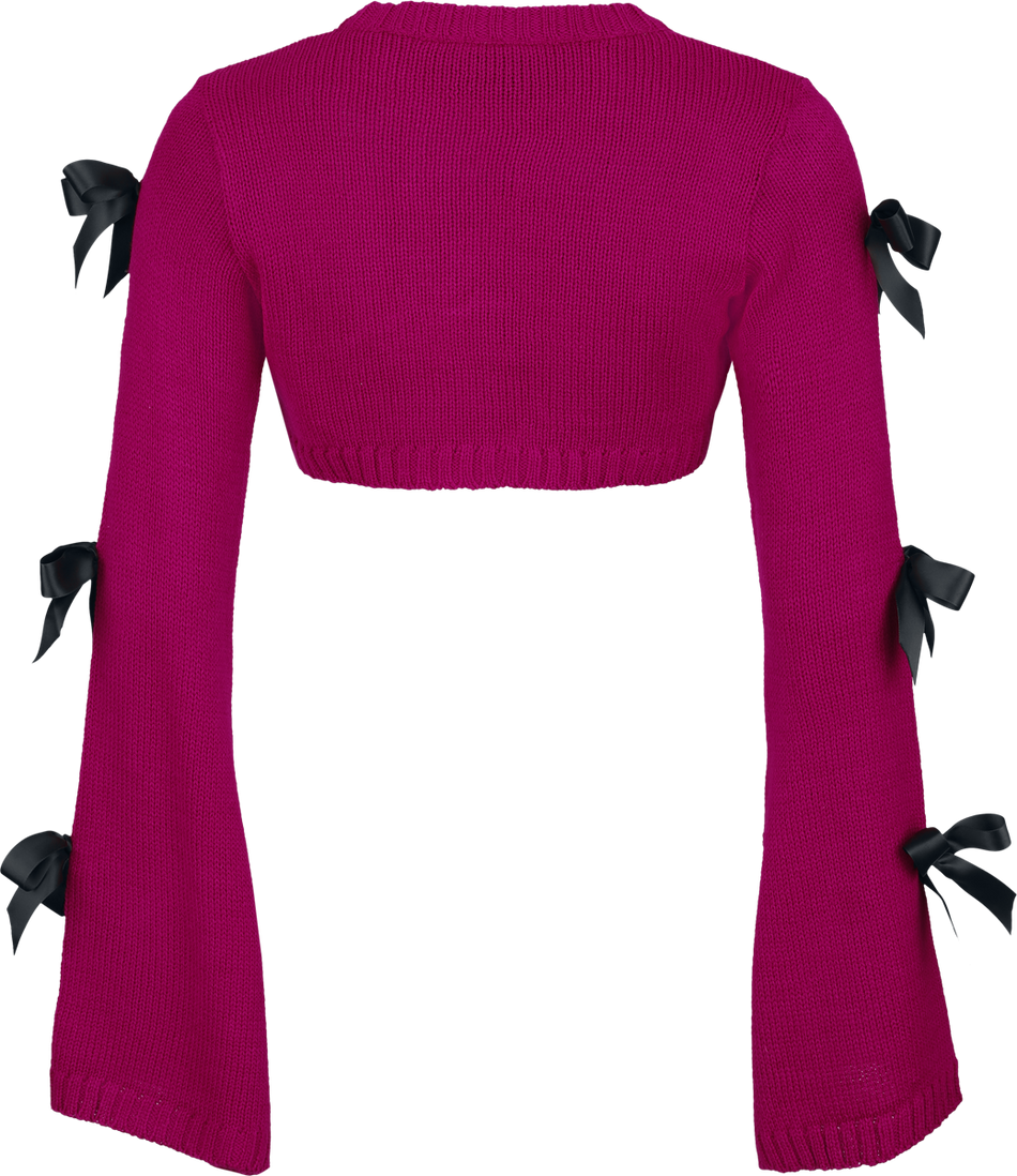 Pull tricoté Gothic de Poizen Industries - Shadowbell Bolero - M à XXL - pour Femme - rose/noir - Poizen Industries - View 2