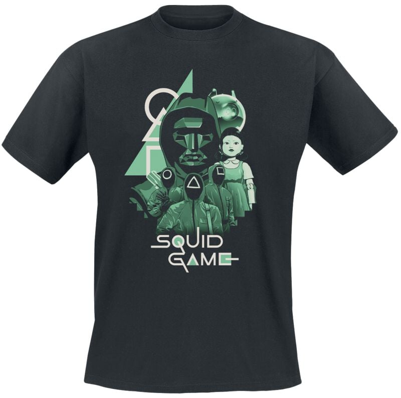 T-Shirt Manches courtes  de Squid Game - Front Man & Groupe - Overlay - L à 5XL - pour Homme - noir - Squid Game