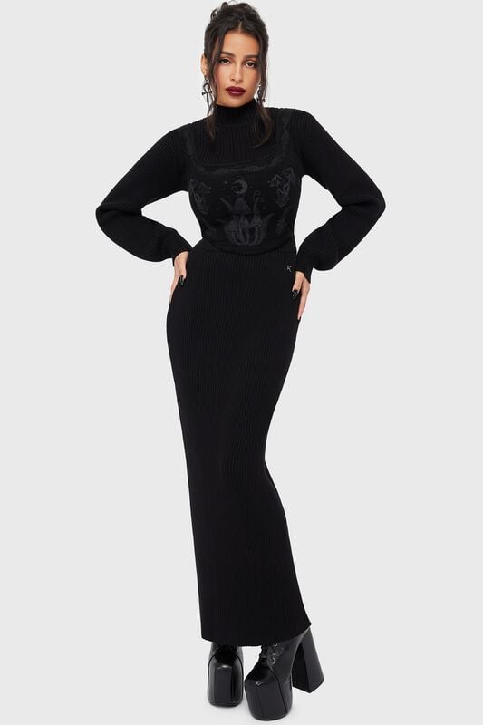 Jupe longue Gothic de Killstar - Belinda's Woe Maxi Skirt - XS à 4XL - pour Femme - noir - Killstar