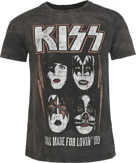 T-Shirt Manches courtes  de Kiss - I Was Made For Lovin' You - S à 4XL - pour Homme - gris - Kiss