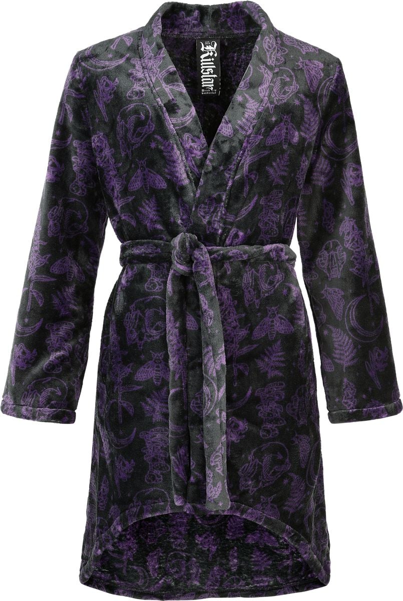 Robe de Chambre Gothic de Killstar - Midnight Moth - Peignoir - XS à 3XL - pour Femme - noir/lilas - Killstar