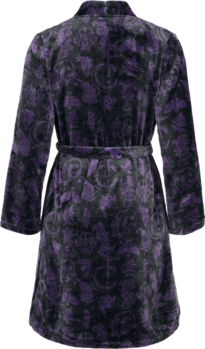 Robe de Chambre Gothic de Killstar - Midnight Moth - Peignoir - XS à 3XL - pour Femme - noir/lilas - Killstar - View 2
