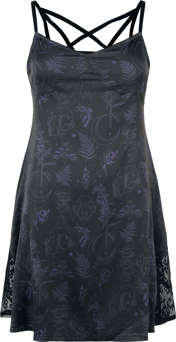 Chemise de nuit Gothic de Killstar - Midnight Moth Slip Dress - XS à 3XL - pour Femme - noir/lilas - Killstar
