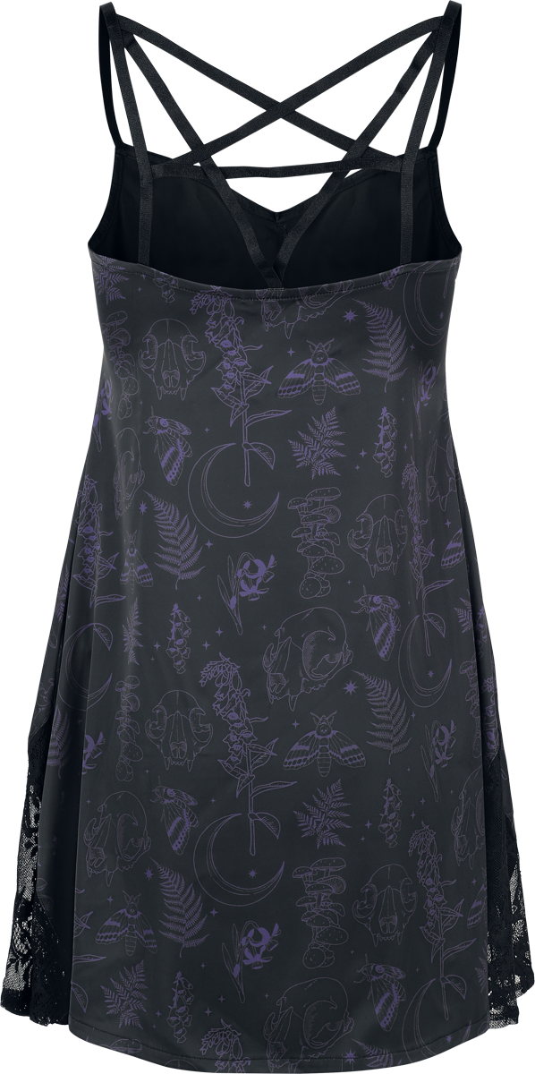Chemise de nuit Gothic de Killstar - Midnight Moth Slip Dress - XS à 3XL - pour Femme - noir/lilas - Killstar - View 2