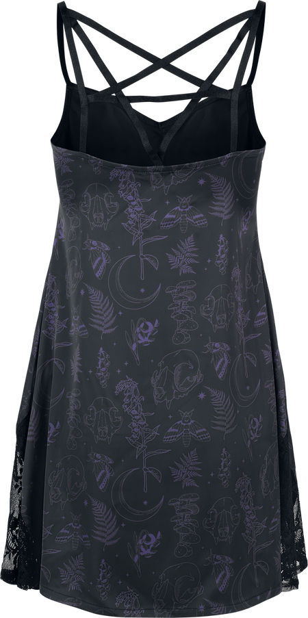Chemise de nuit Gothic de Killstar - Midnight Moth Slip Dress - XS à 3XL - pour Femme - noir/lilas - Killstar - View 2