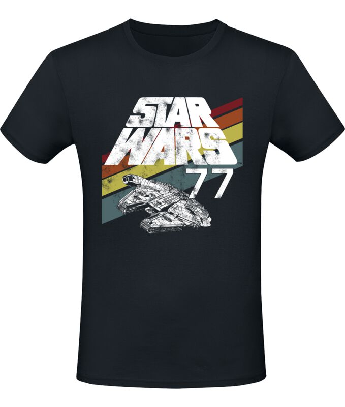 T-Shirt Manches courtes Disney de Star Wars - 77 Falcon - S à L - pour Homme - noir - Star Wars