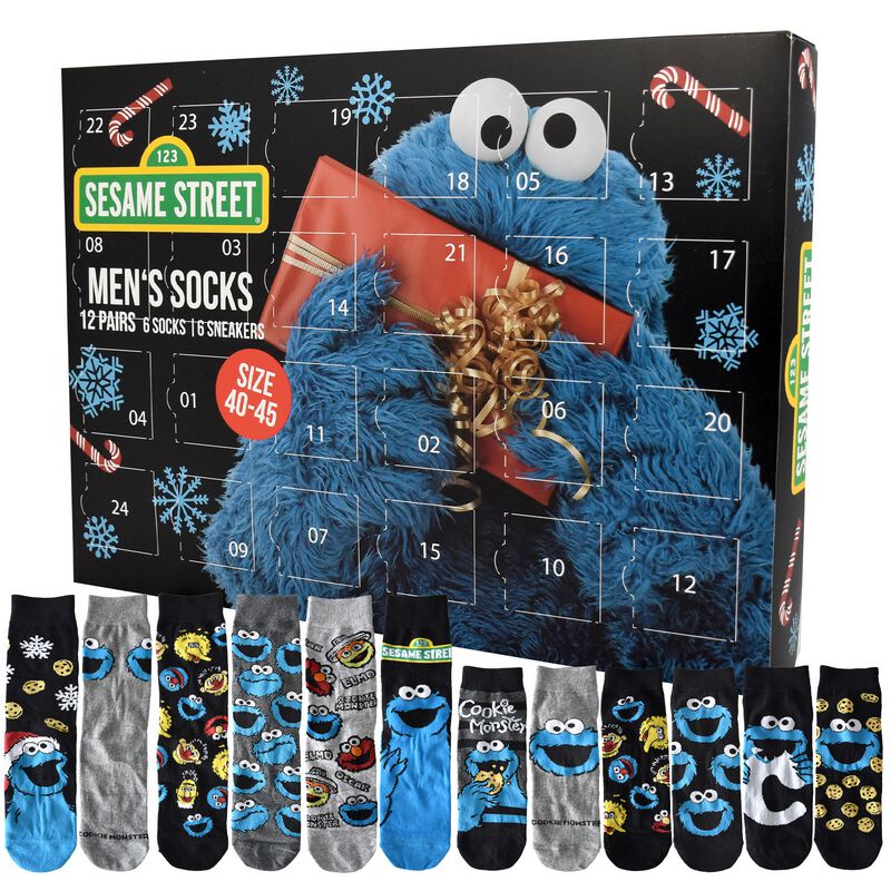 Calendrier de l'Avent  de Sesame Street - Cookie Monster - Calendrier de l'Avent - Chaussettes Homme - pour Homme - multicolore - Sesame Street