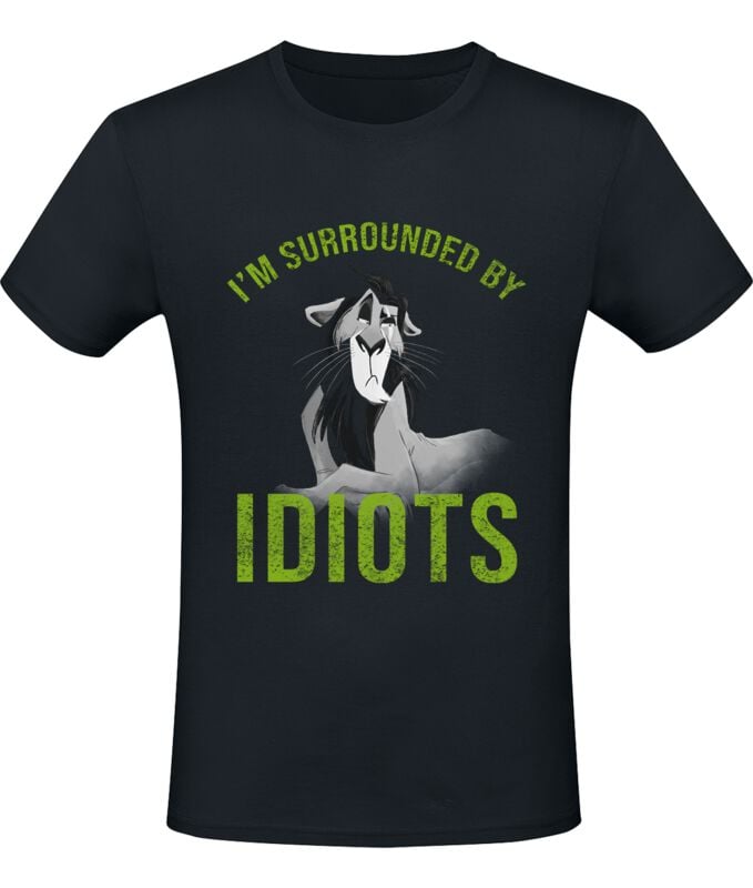 T-Shirt Manches courtes Disney de Le Roi Lion - Surrounded by Idiots - S à XXL - pour Homme - noir - Le Roi Lion