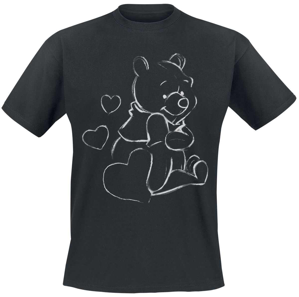 T-Shirt Manches courtes Disney de Winnie L'Ourson - Croquis Contours - S à XXL - pour Homme - noir - Winnie L'Ourson