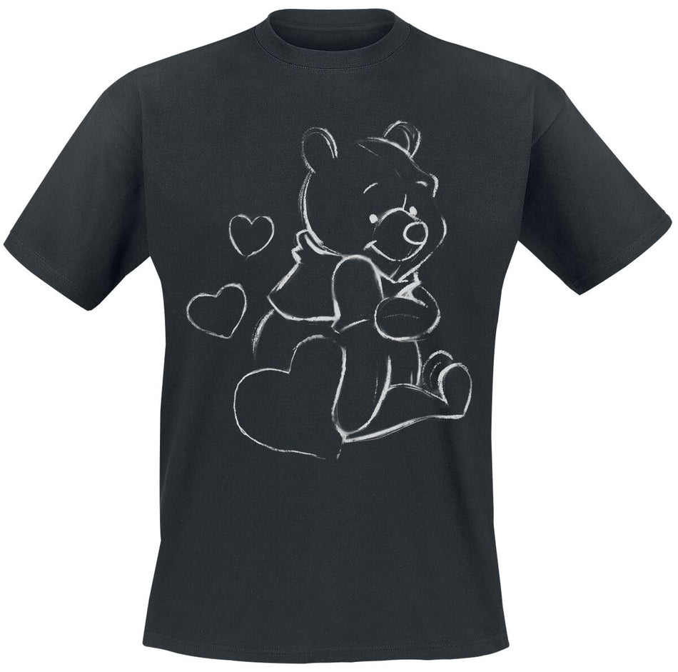 T-Shirt Manches courtes Disney de Winnie L'Ourson - Croquis Contours - S à XXL - pour Homme - noir - Winnie L'Ourson