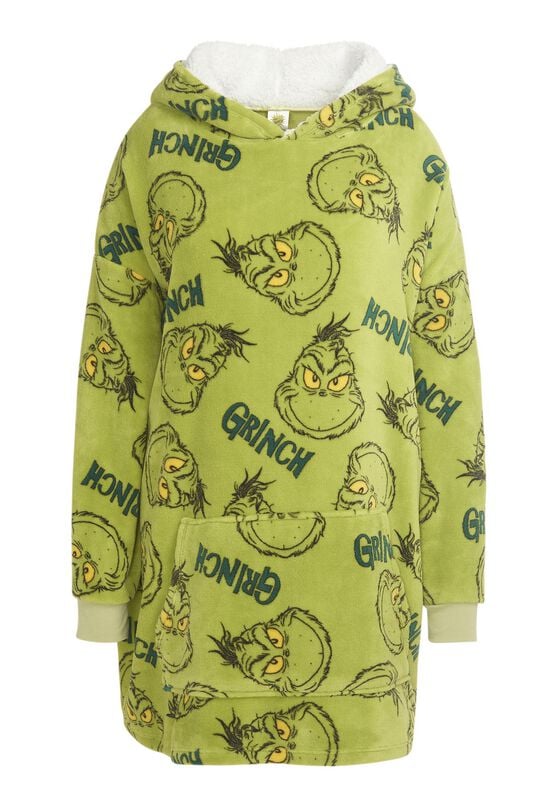 Sweat-shirt à capuche  de Le Grinch - Tête du Grinch & Inscription - Sweat à Capuche d'Hiver Oversize - Standard - pour Femme - vert - Le Grinch