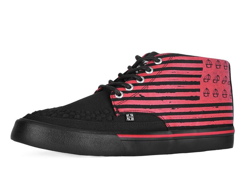 Baskets hautes Gothic de T.U.K - CREEPER MID BLACK SDE RED ANARCHY PRINT - BASKETS - EU41 à EU46 - pour Homme - noir/rouge - T.U.K