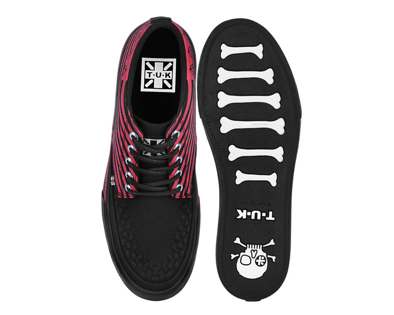 Baskets hautes Gothic de T.U.K - CREEPER MID BLACK SDE RED ANARCHY PRINT - BASKETS - EU41 à EU46 - pour Homme - noir/rouge - T.U.K - View 2