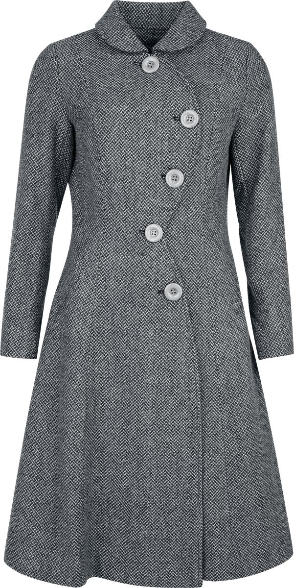 Manteaux Rockabilly de Voodoo Vixen - Curved Button Down Coat - XS à XXL - pour Femme - gris - Voodoo Vixen