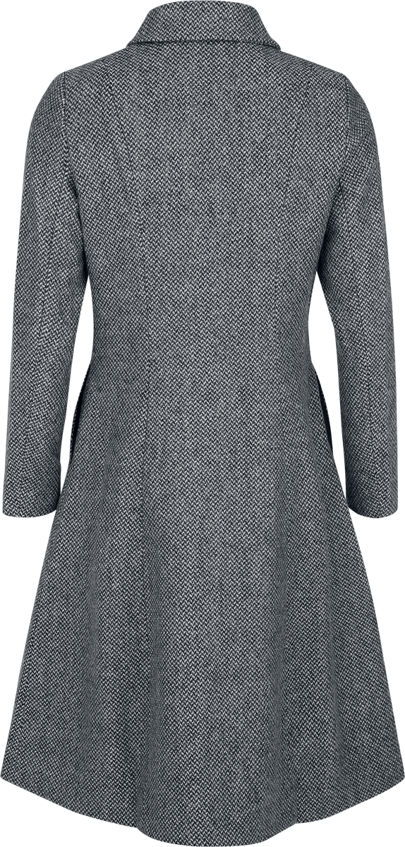 Manteaux Rockabilly de Voodoo Vixen - Curved Button Down Coat - XS à XXL - pour Femme - gris - Voodoo Vixen - View 2