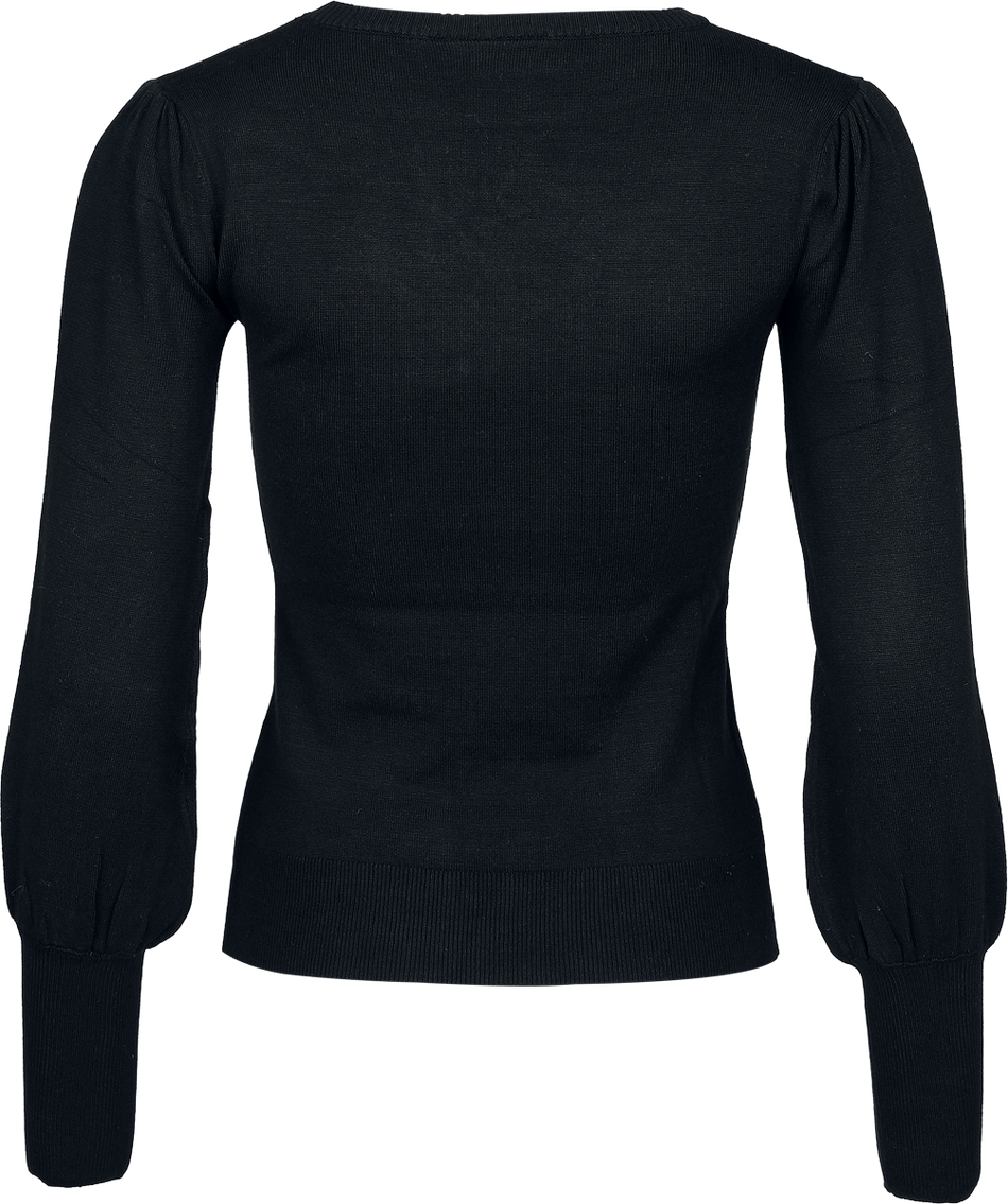 Pull tricoté Rockabilly de Voodoo Vixen - Pull brodé Floral Moth Web - XS à XL - pour Femme - noir - Voodoo Vixen - View 2