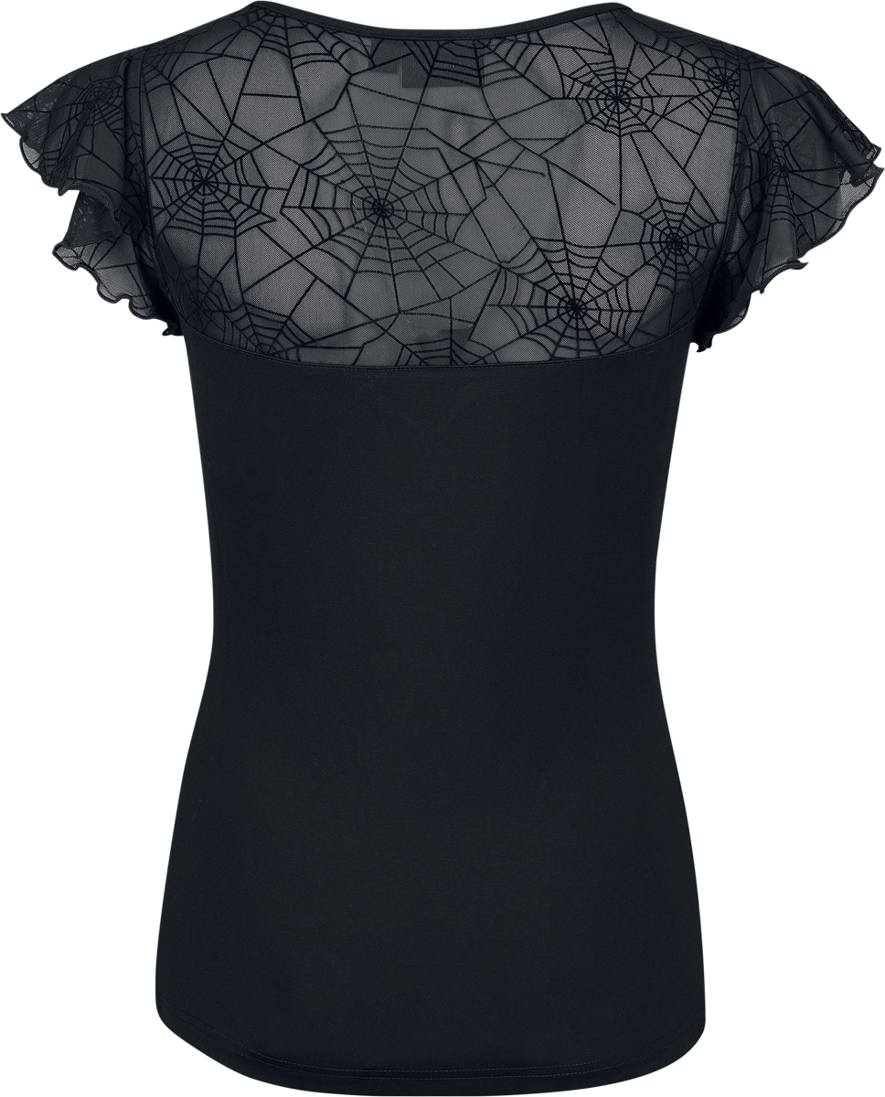 T-Shirt Manches courtes Rockabilly de Voodoo Vixen - Spider Web Lace Top - S à 4XL - pour Femme - noir - Voodoo Vixen - View 2