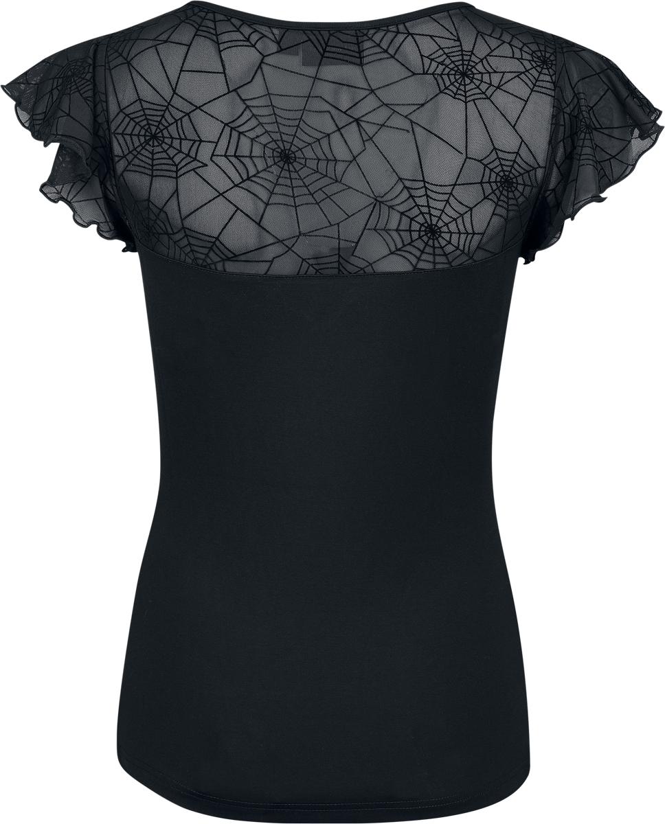 T-Shirt Manches courtes Rockabilly de Voodoo Vixen - Spider Web Lace Top - S à 4XL - pour Femme - noir - Voodoo Vixen - View 2