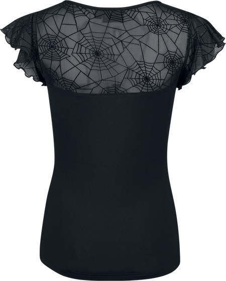T-Shirt Manches courtes Rockabilly de Voodoo Vixen - Spider Web Lace Top - S à 4XL - pour Femme - noir - Voodoo Vixen - View 2