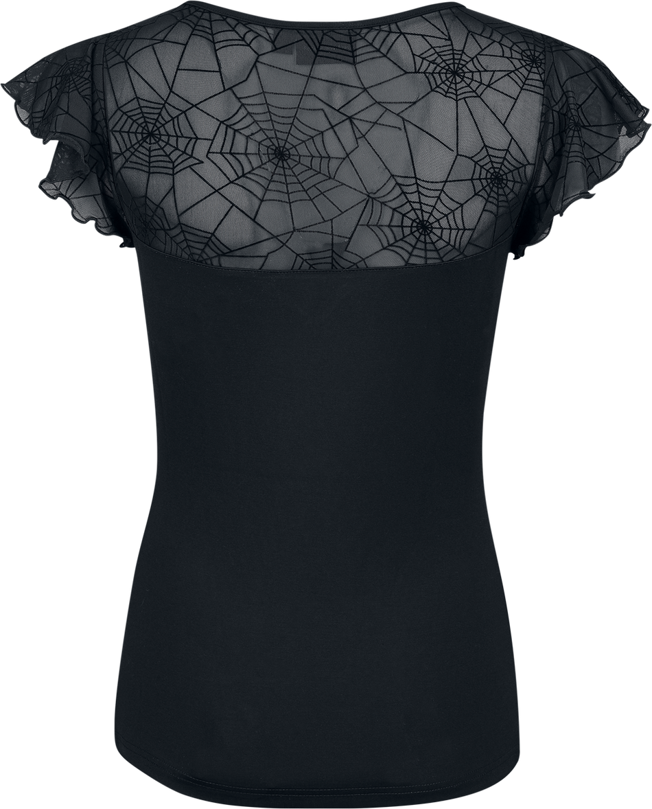 T-Shirt Manches courtes Rockabilly de Voodoo Vixen - Spider Web Lace Top - S à 4XL - pour Femme - noir - Voodoo Vixen - View 2