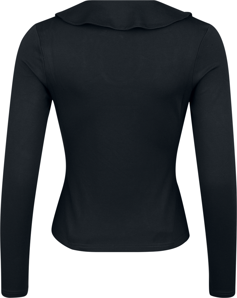 T-shirt manches longues Rockabilly de Voodoo Vixen - Bat Collar Web Lace Top - XS à 4XL - pour Femme - noir - Voodoo Vixen - View 2