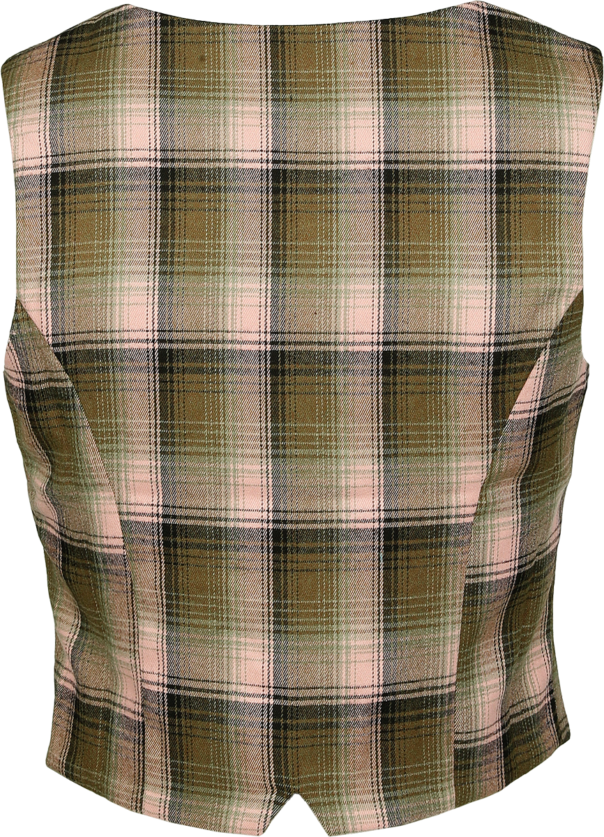 Veste Rockabilly de Voodoo Vixen - Gilet à carreaux avec broderie florale - XS à XXL - pour Femme - vert/rose - Voodoo Vixen - View 2