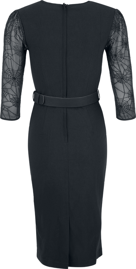Robe mi-longue Rockabilly de Voodoo Vixen - Spider Web Lace Pencil Dress - XS à XXL - pour Femme - noir - Voodoo Vixen - View 2