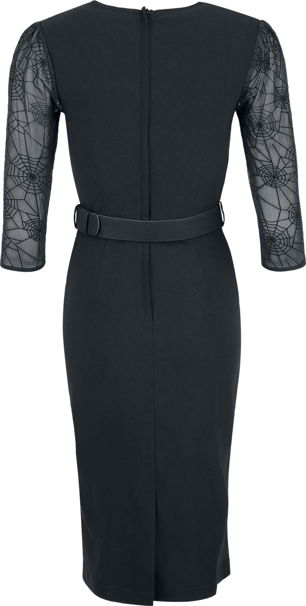 Robe mi-longue Rockabilly de Voodoo Vixen - Spider Web Lace Pencil Dress - XS à XXL - pour Femme - noir - Voodoo Vixen - View 2