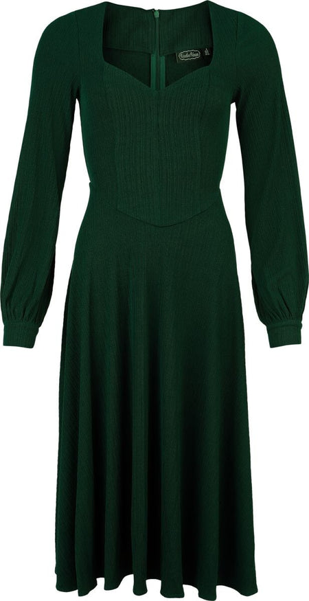 Robe mi-longue Rockabilly de Voodoo Vixen - Textured Knit Flare Dress - XS à 4XL - pour Femme - vert - Voodoo Vixen