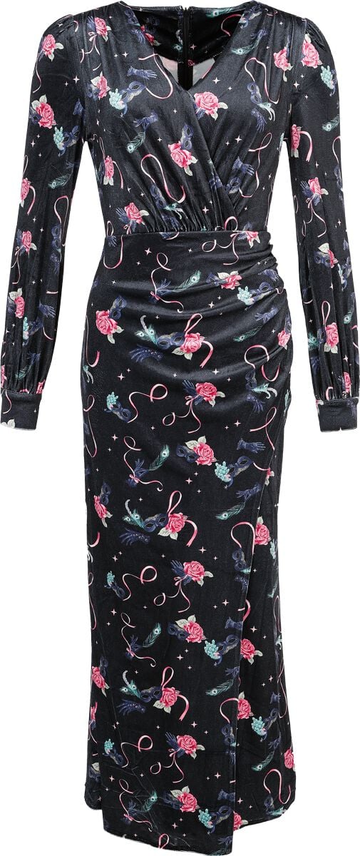Robe longue Rockabilly de Voodoo Vixen - Robe longue en velours Peacock Masquerade - XS à 4XL - pour Femme - multicolore - Voodoo Vixen