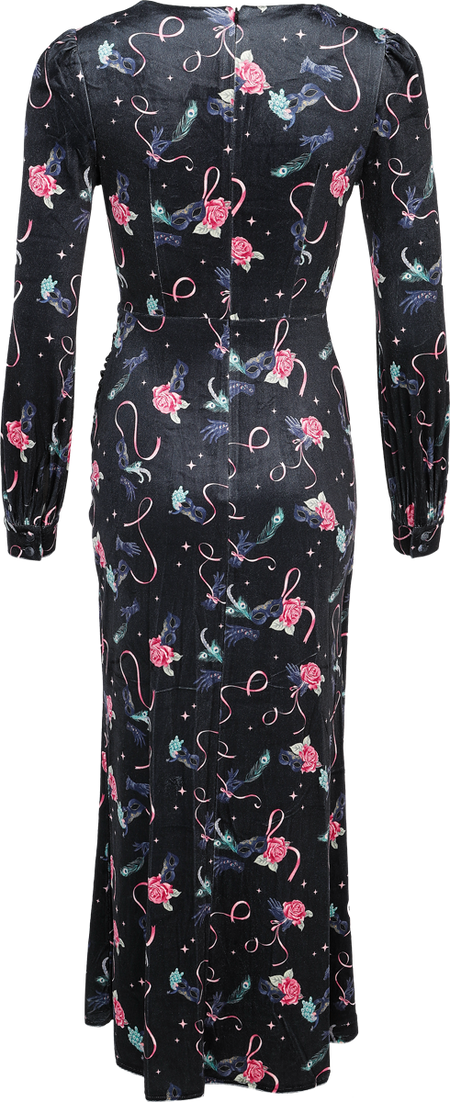 Robe longue Rockabilly de Voodoo Vixen - Robe longue en velours Peacock Masquerade - XS à 4XL - pour Femme - multicolore - Voodoo Vixen - View 2
