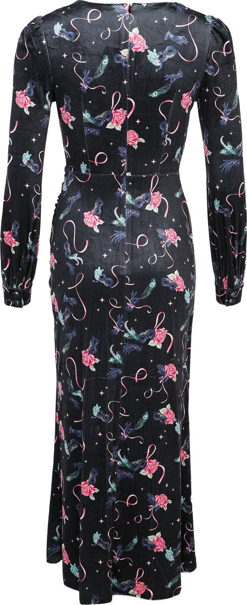 Robe longue Rockabilly de Voodoo Vixen - Robe longue en velours Peacock Masquerade - XS à 4XL - pour Femme - multicolore - Voodoo Vixen - View 2