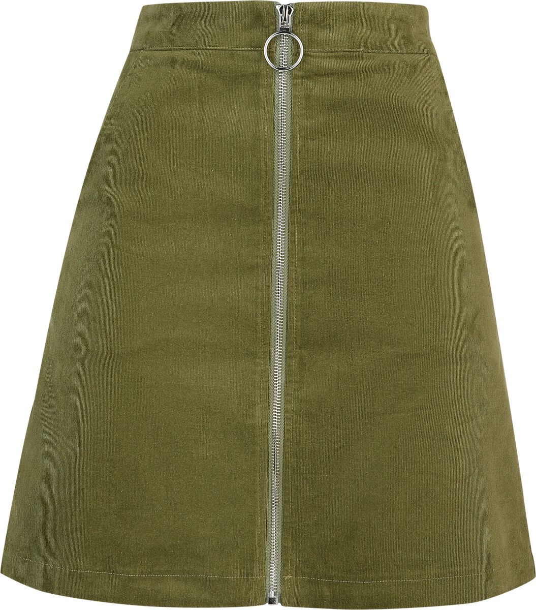 Jupe courte Rockabilly de Voodoo Vixen - Mini-jupe en velours côtelé avec fermeture éclair - XS à XXL - pour Femme - vert - Voodoo Vixen