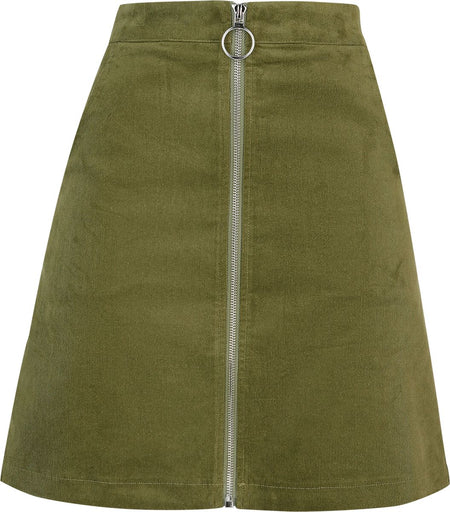 Jupe courte Rockabilly de Voodoo Vixen - Mini-jupe en velours côtelé avec fermeture éclair - XS à XXL - pour Femme - vert - Voodoo Vixen