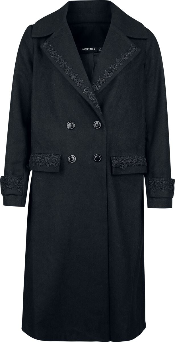 Manteaux Rockabilly de Jawbreaker - Manteau court croisé à double boutonnage avec bordure en dentelle - XS à 4XL - pour Femme - noir - Jawbreaker