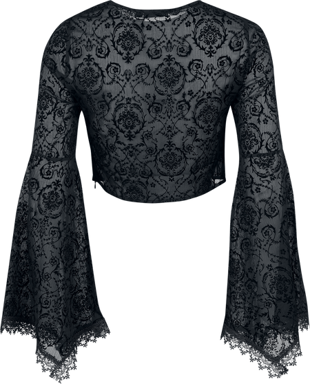 T-shirt manches longues Rockabilly de Jawbreaker - Haut Devore à lacets avec manches évasées - XS à XXL - pour Femme - noir - Jawbreaker - View 2