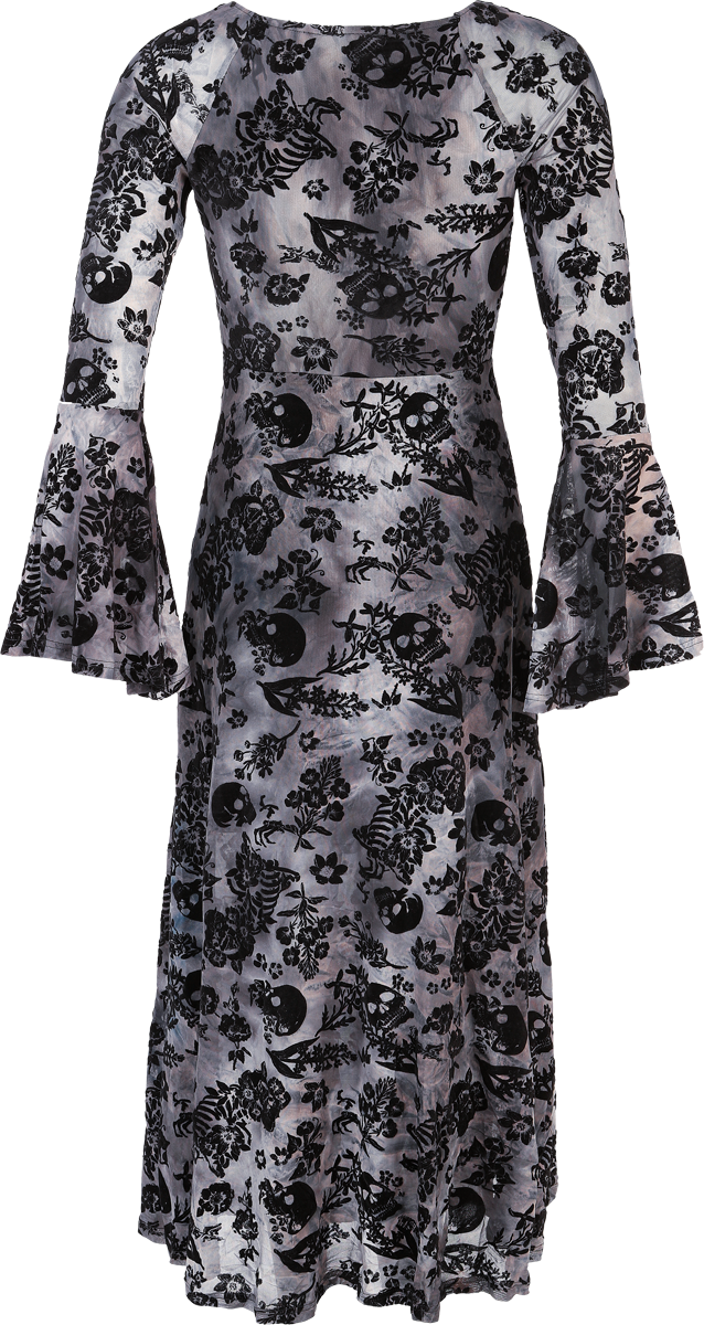 Robe longue Gothic de Jawbreaker - Robe maxi à motif crâne floqué - XS à M - pour Femme - noir/gris - Jawbreaker - View 2